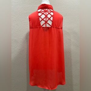METAPHOR Coral Button Up Sleeveless Top EUC